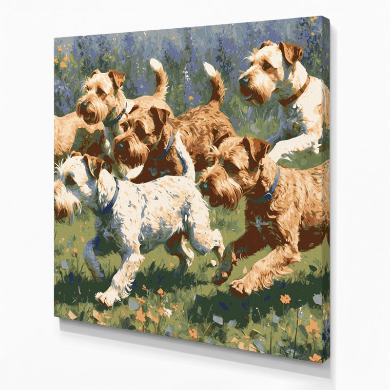 «Dogs Wire Fox Terrier», art mural sur toile brune, H 8 po x l 8 po