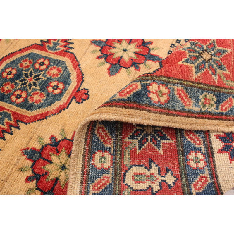 Tapis de couloir crème en laine noué à la main de conception unique 2 pi 9 po x 9 pi 6 po Kaleb