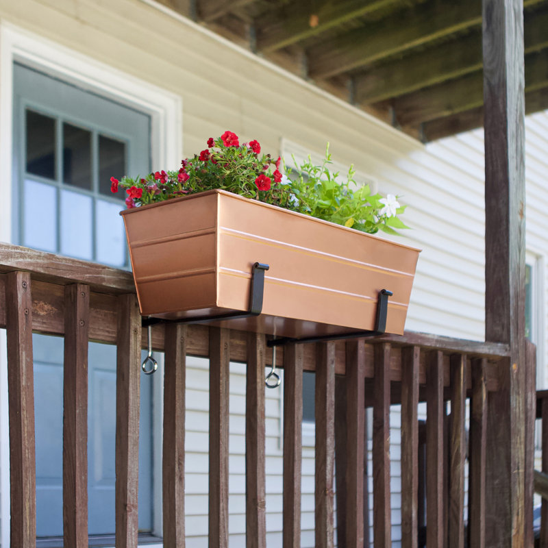Metal Window Box Planter, Copper, 8.75"H x 24"W x 11"D