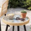 Ensemble de bistro en rotin 3 pièces, ensemble de conversation en osier toutes saisons avec 2 fauteuils, coussins et table d'appoint à dessus en verre pour patio, balcon, cour, naturel