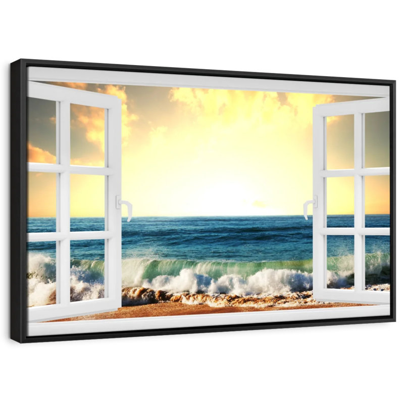Plage «Window To Wavy Beach Wall Art», H 9 po x l 13 po