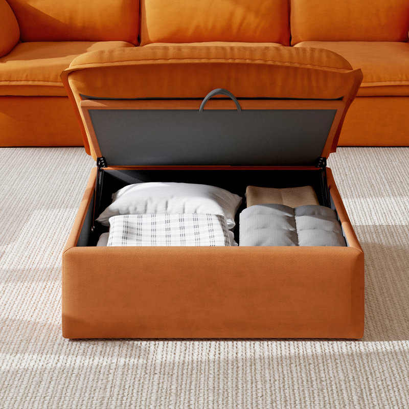 Canapé modulaire modulaire 4 pièces 4 pièces, Orange, Velours