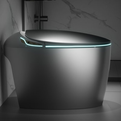 Grey Smart Toilet, Auto Seat Function, Foot Sensor, Instant Warm Water Supply Modern Lid Movement, Sensor Control, Color, Bathroom Innovation