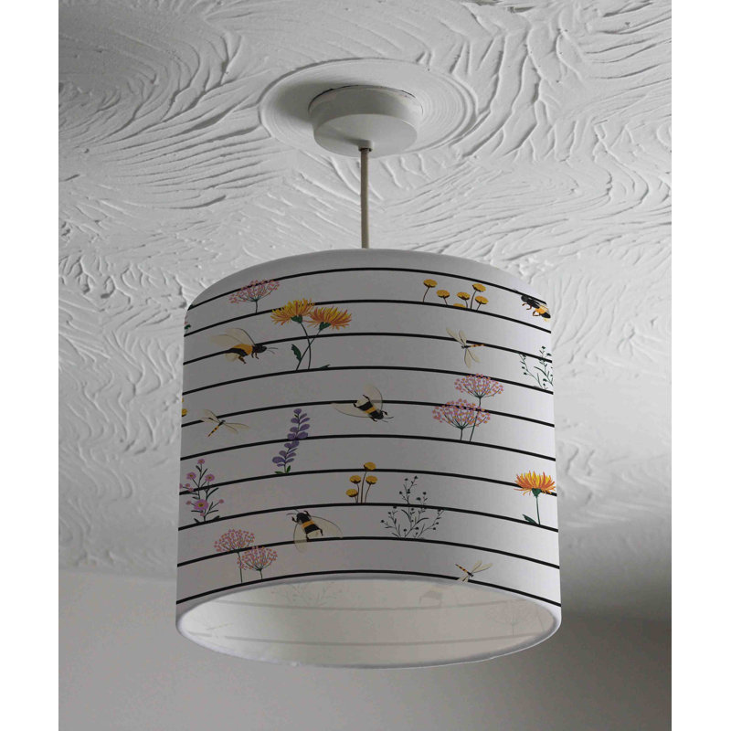Cotton Drum Pendant Shade ( Uno ), 22cm H x 25cm W x 25cm D