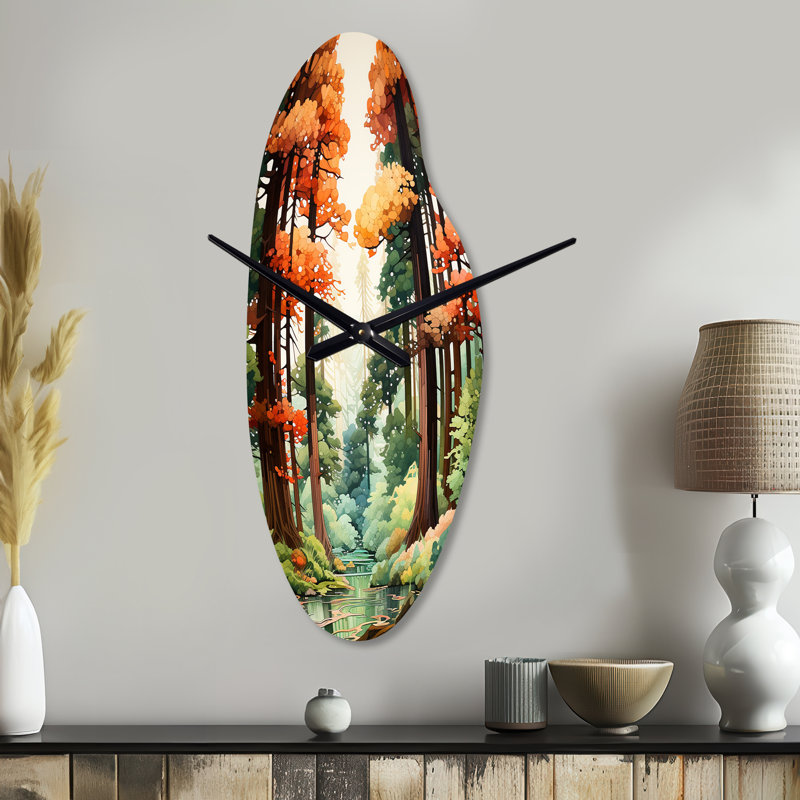 Horloge murale Adhalge Redwood Shimmering Tree Heights III - Redwood, Grand