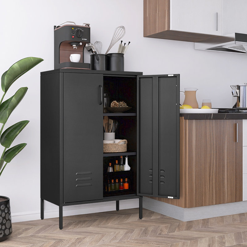 Metal Locker Storage Cabinet,black Accent Storage Cabinet, Metal Pantry Cabinet With Doors,locker Cabinet For Living Room,kitchen,office