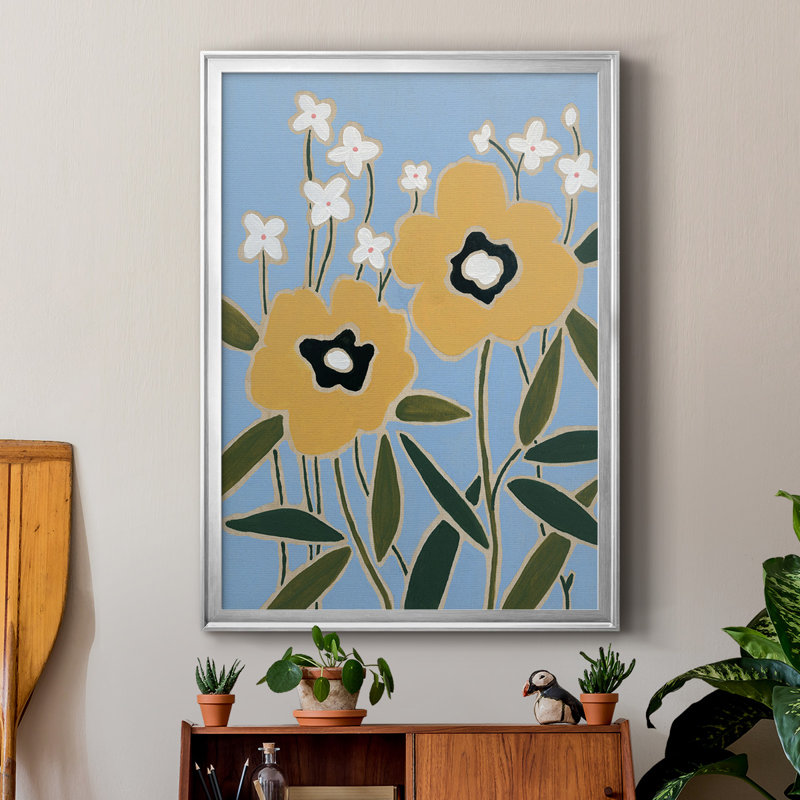 «Woodblock Floral II», impression de qualité supérieure - prête à être accrochée, Argent, H 24,5 po x l 18,5 po x P 1 po