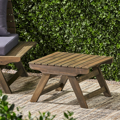 Table d'appoint d'extérieur - Bois gris avec lattes ouvertes, l 19,52 po x l 19,52 po x H 12,64 po, H 12,64 po, décoration d'apparence décorative