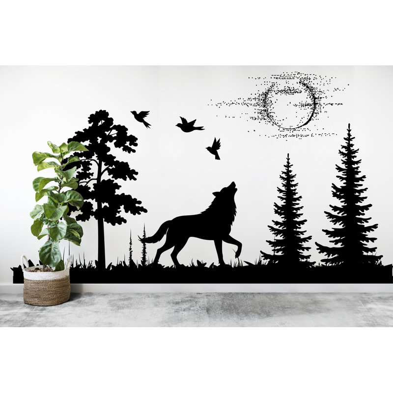 Adhésif décoratif loup, animaux, Jaune, H 18 po x l 22 po