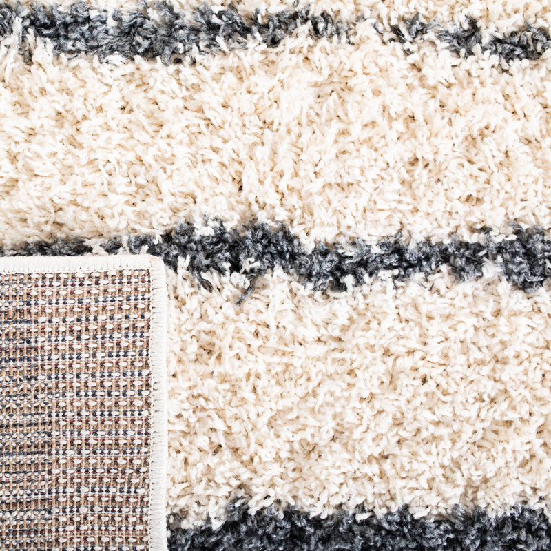 Tapis ivoire / gris foncé Siragan, Rond 5 pi 3 po