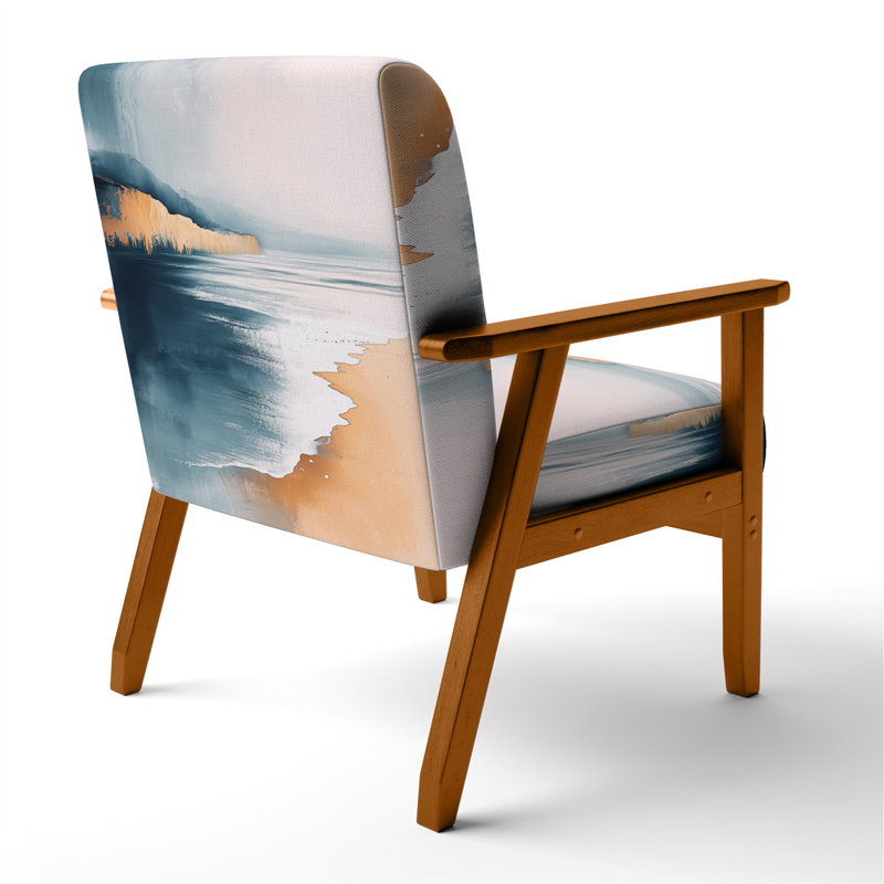 Chaise rembourrée Coastal - Fauteuil Coastal Sands bleu et blanc, Brown Square Arms