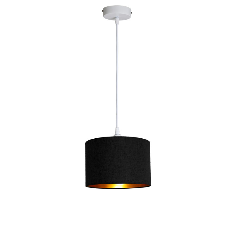 Khamoni 1 - Light Drum Pendant, 105cm H x 71cm W x 64cm D, Black/Gold, White