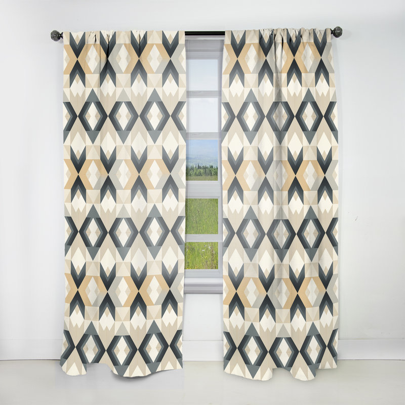 Motif bohème symétrique minimaliste - Rideau moderne - Velours obscurcissant - 1 panneau, L 52 po x L 84 po
