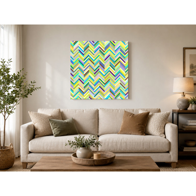 Multicolor Chevron Herringbone Pattern — Square Canvas Wall Art, 12" W x 12" H