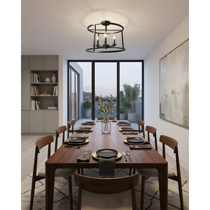 Plafonnier semi-encastré 3 lumières 18 po Demaryius, Noir