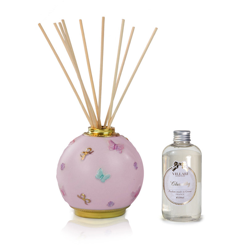 Butterfly Aquamarine Reed Diffusers and Sticks, Baby Rose/Gold