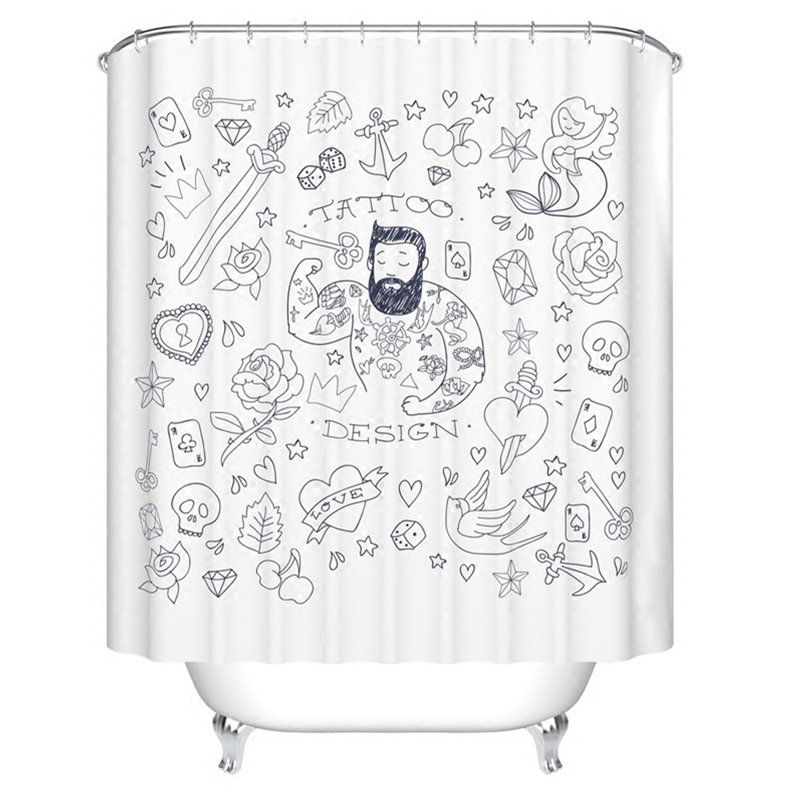 Rideau de douche en polyester avec crochets