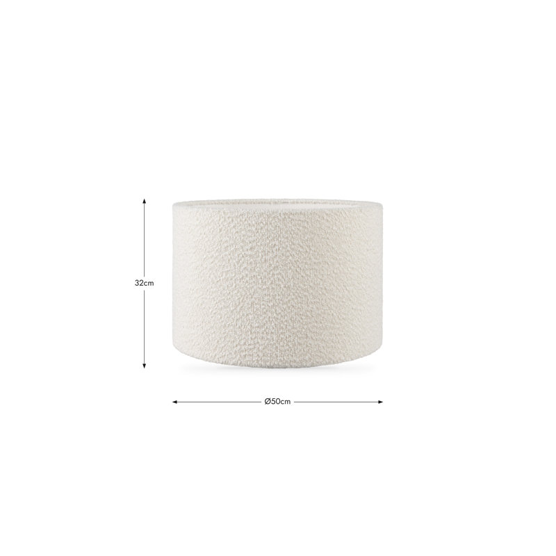 Drum Boucle Lamp Shade, 32cm H x 50cm W x 50cm D, White