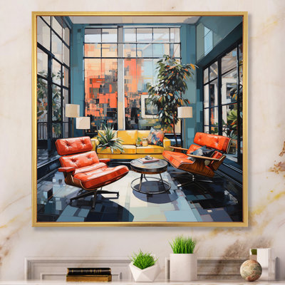 " Coral Teal Mid Century Vintage Chair Vibes "