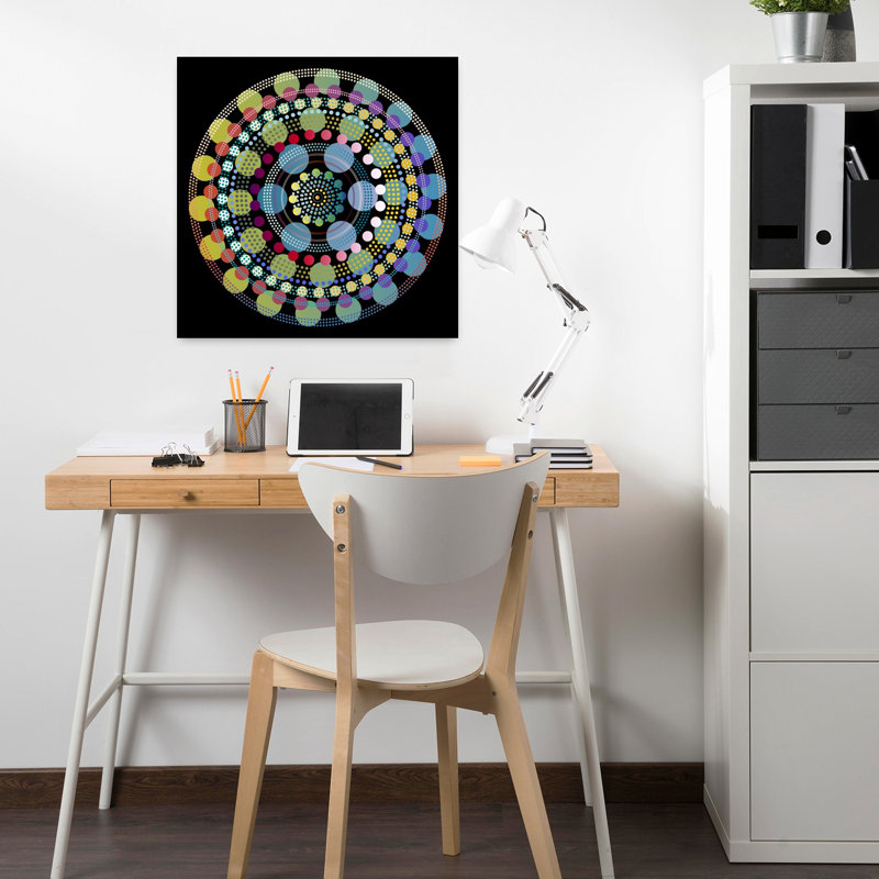 Art contemporain, art moderne géométrique coloré, H 18 po x l 18 po