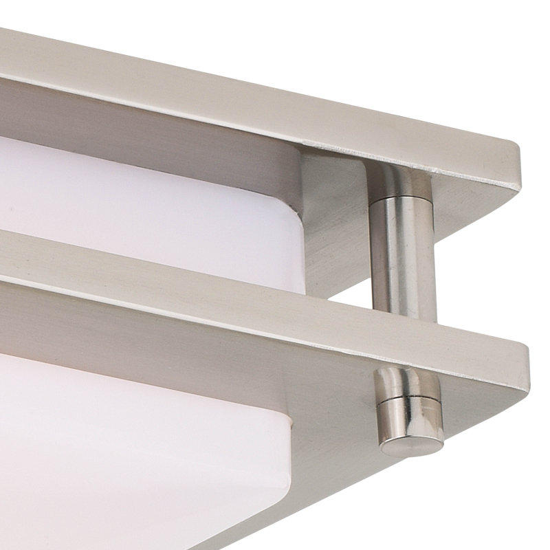 Plafonnier encastré 1 lumière DEL Barreda, Nickel satiné, H 3,5 po x l 12 po x P 12 po
