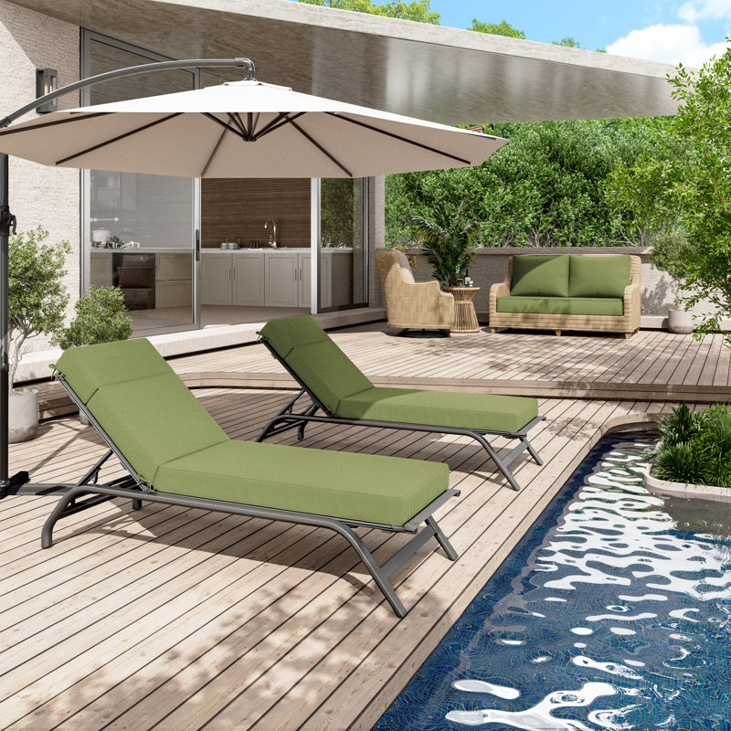 Outdoor Chaise Lounge Cushion – Weather-Resistant, Reversible, Plush Comfort, 21" W x 72" D, Light Green