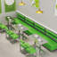Bancs de restaurant vert Cafe