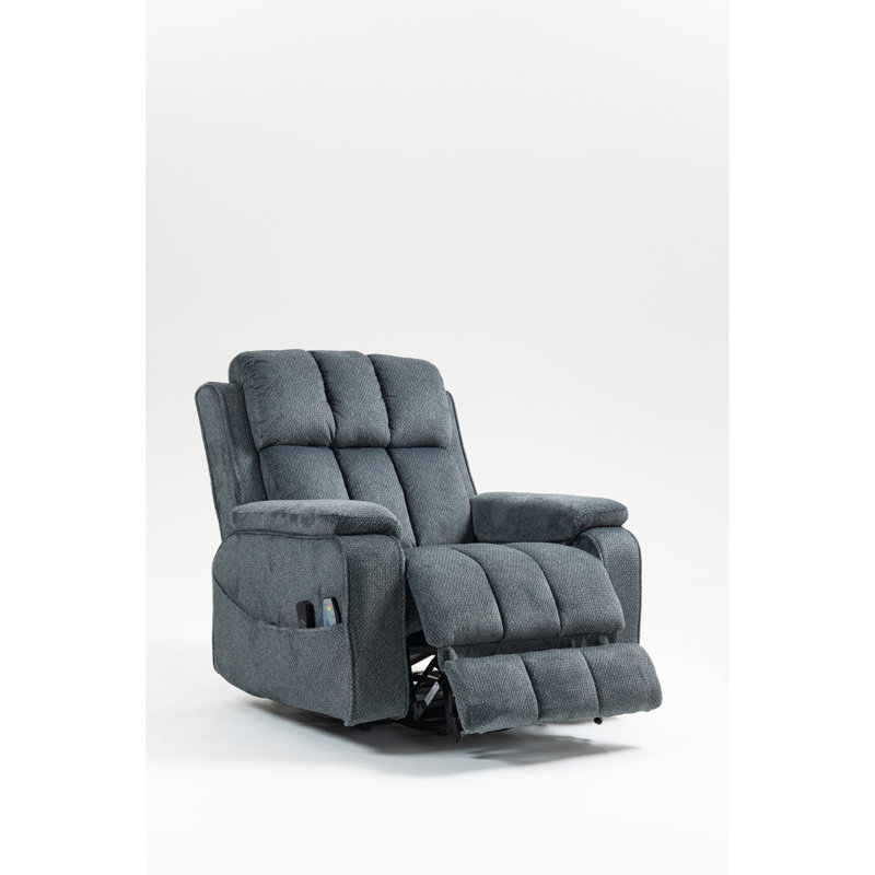 Comfort Recliners With Heat Massage Chenille Blue-green Multifunctional Relaxation