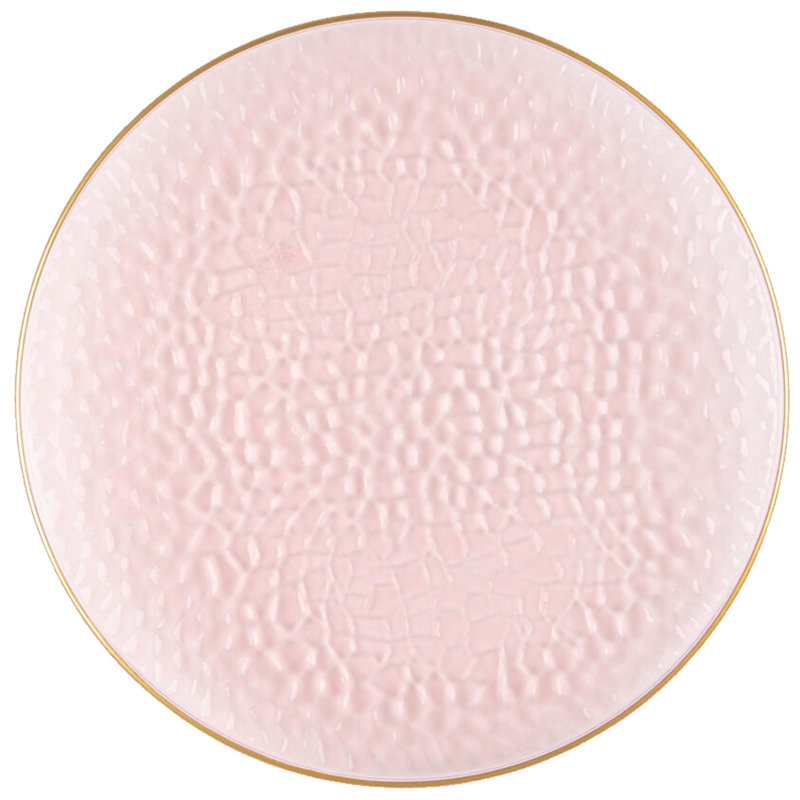 Assiettes rondes translucides martelées avec bordure dorée Ecoqualité, 80