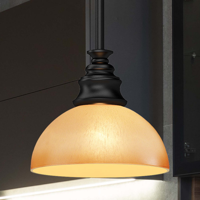 Rainier 1-Light Indoor Foundry Bronze Mini Pendant with Sandstone Glass Bowl Shade