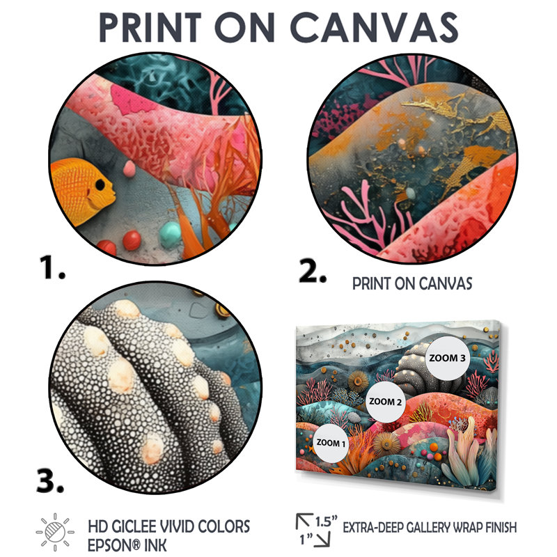 Hardman, aquarium abstrait, oursin et corail, horizon - oursin, art mural, Reproduction encadrée d'une seule photo