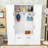 Wood Hall Tree with Side Cabinets, Adjustable Shelves, 5 Hooks and Bench-129945989