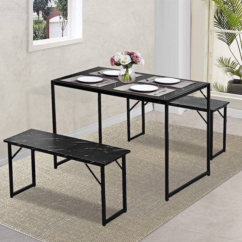 4 - Person Dining Set, Black, Black