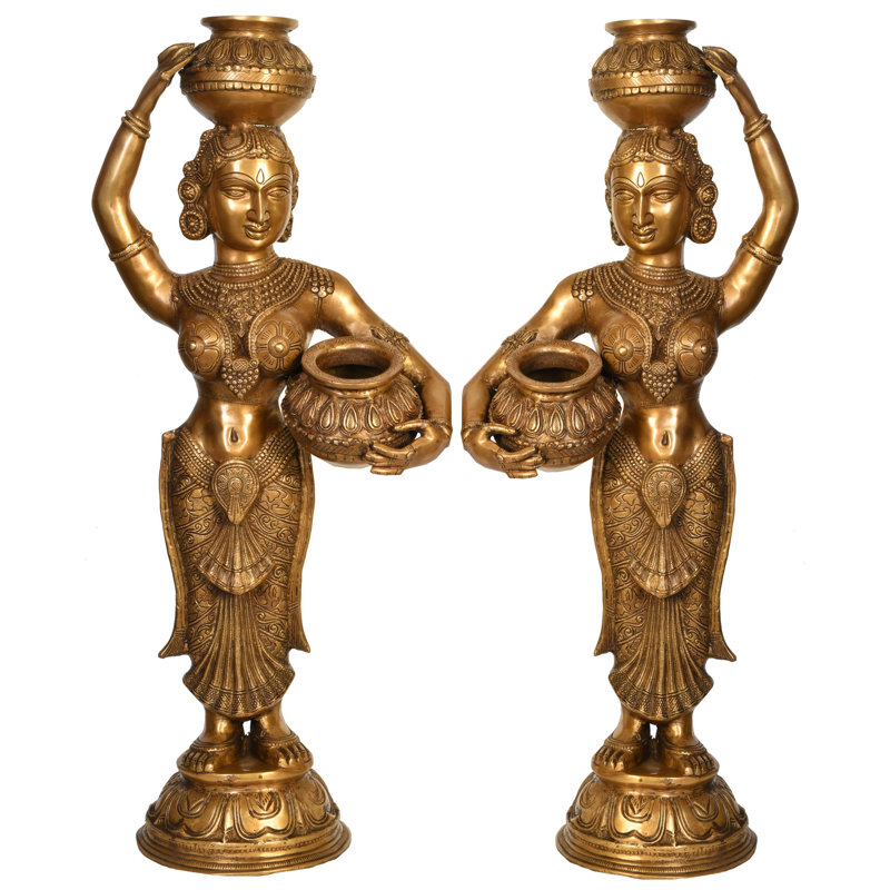 Paire de grands Gopis de Krishna (laitières)