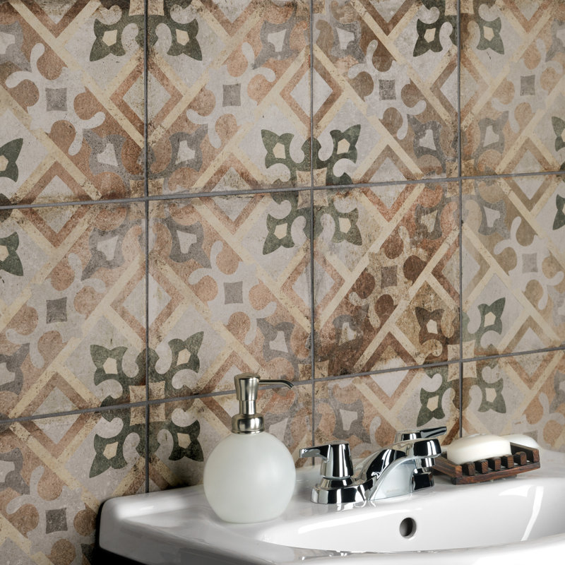 DAnticatto Decor 9" x 9" Porcelain Patterned Wall & Floor Tile