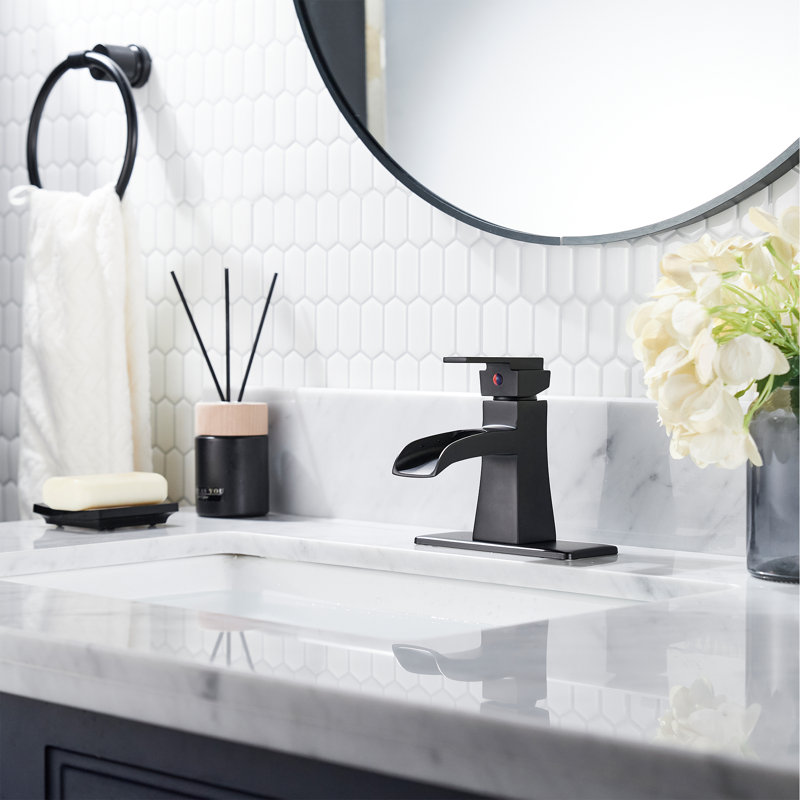 Single-hole Single-handle Bathroom Faucet With Drain Assembly, Matte Black