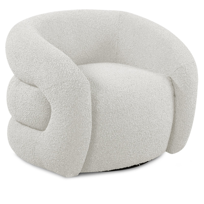 Roxbury Boucle Fabric Swivel Accent Chair, Cream Boucle Fabric