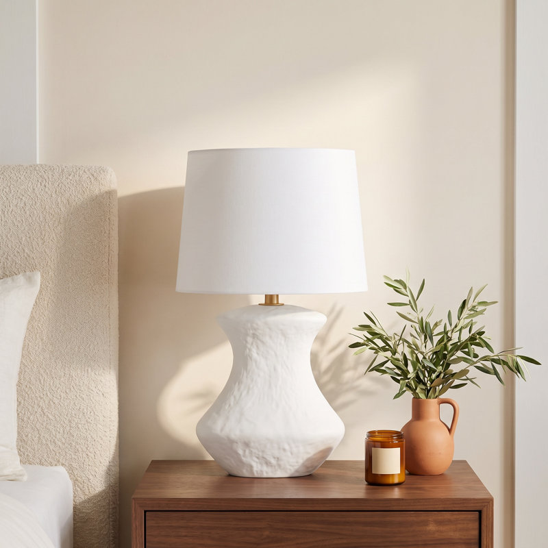 August Ceramic Table Lamp, Matte White