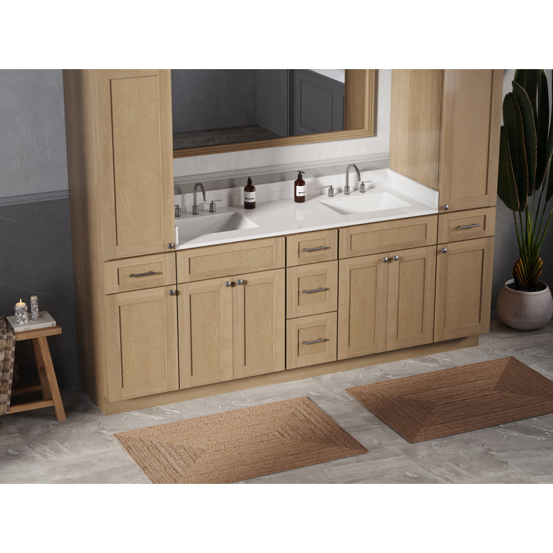 Ensemble de meuble-lavabo double 90 po Disar, Chêne naturel