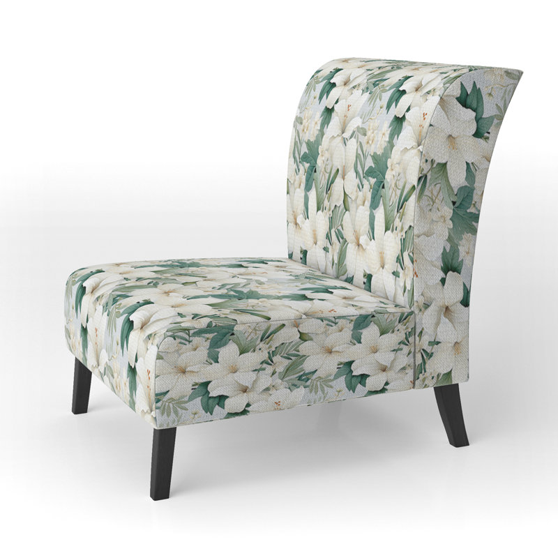 Fauteuil de chambre rembourré C, Motif floral minimaliste minimaliste I