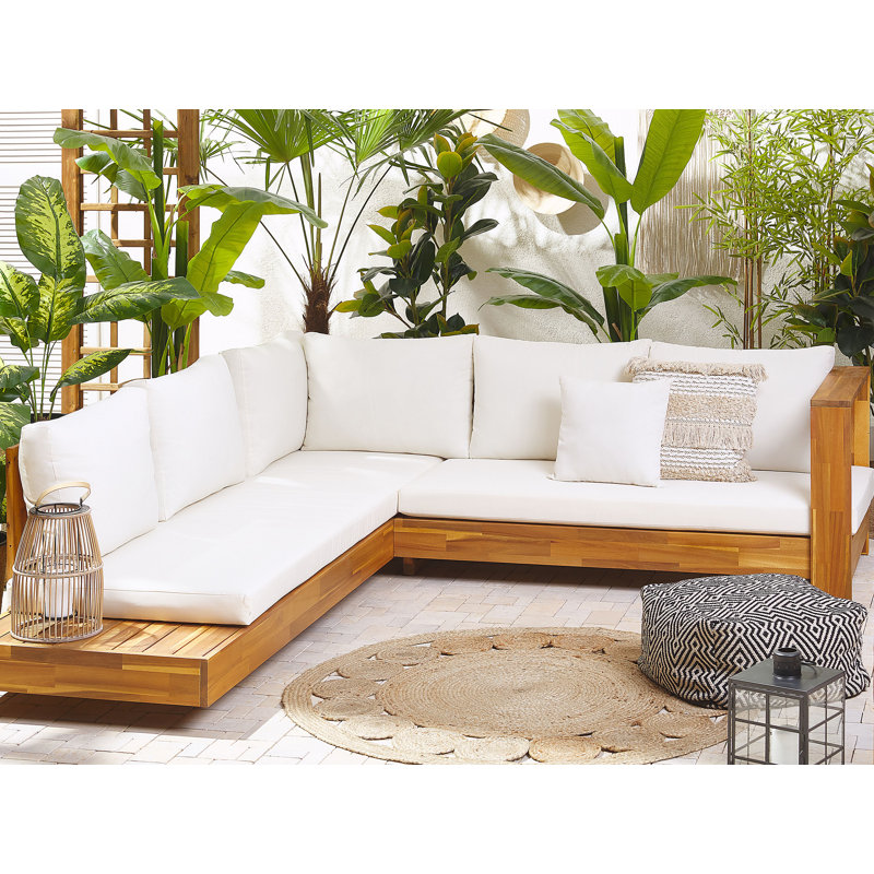 Tatig 225cm Wide Acacia Patio Sofa with Cushions