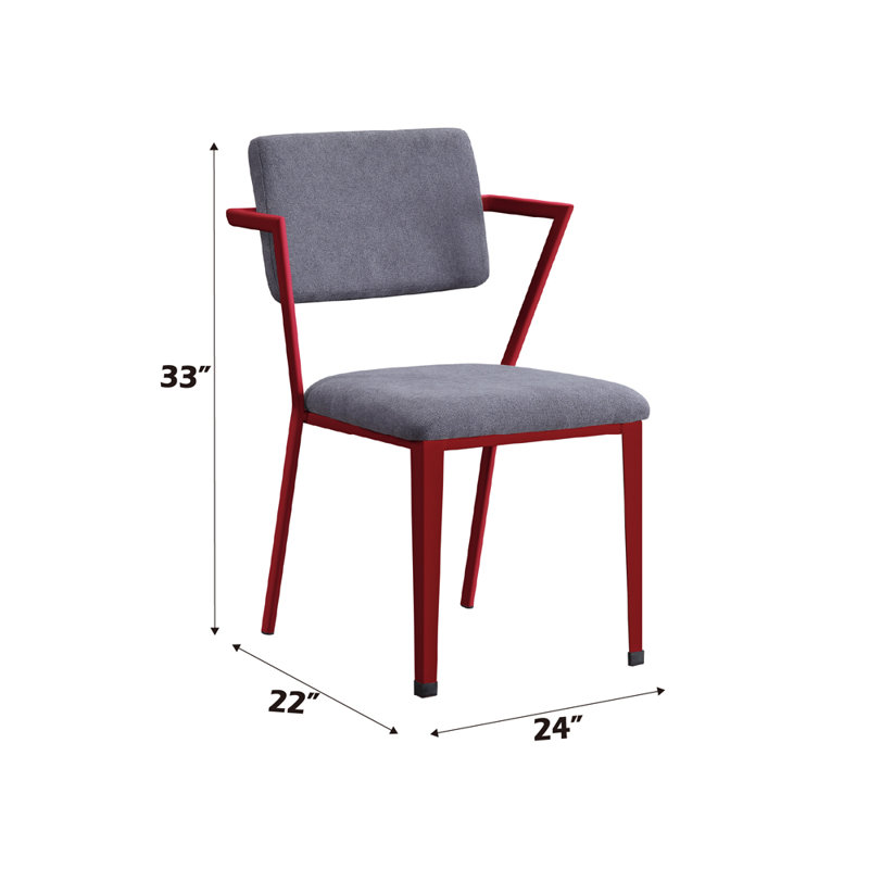 Prince Upholstered Office Chair with Metal Frame, Gray/Red