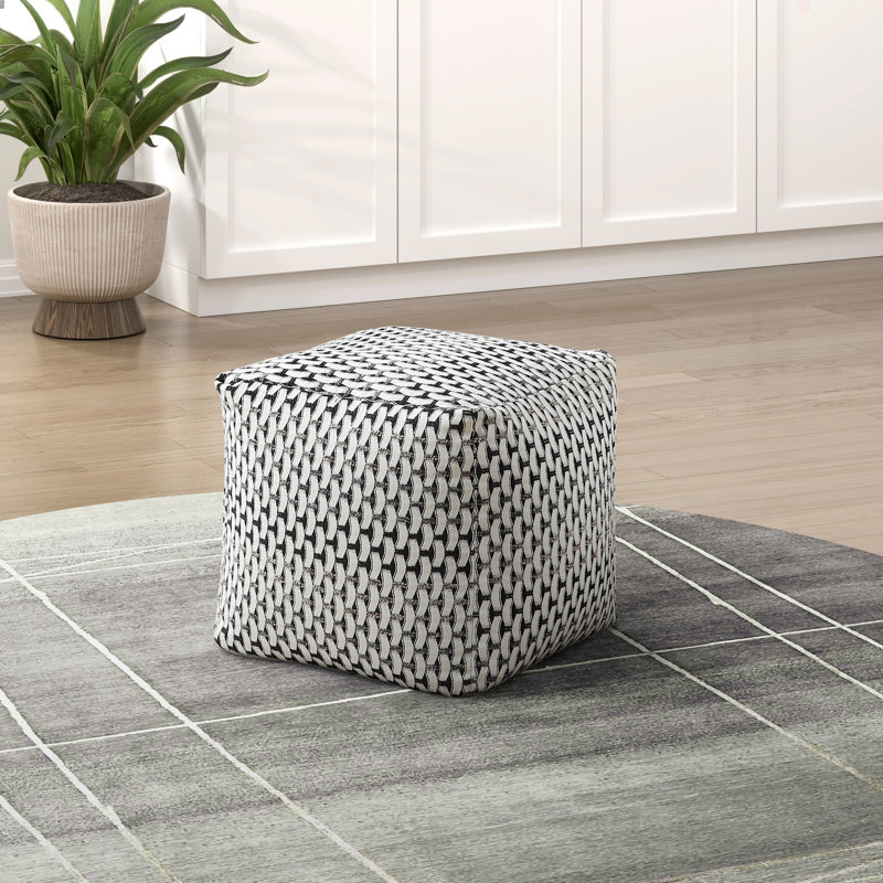 Square Pouf Jacquard Fabric Upholstery Modern Ottoman, Footstool, Non-Slip Floor Pouf, Bean Bag Chair, 1Pc Sitting Pouf
