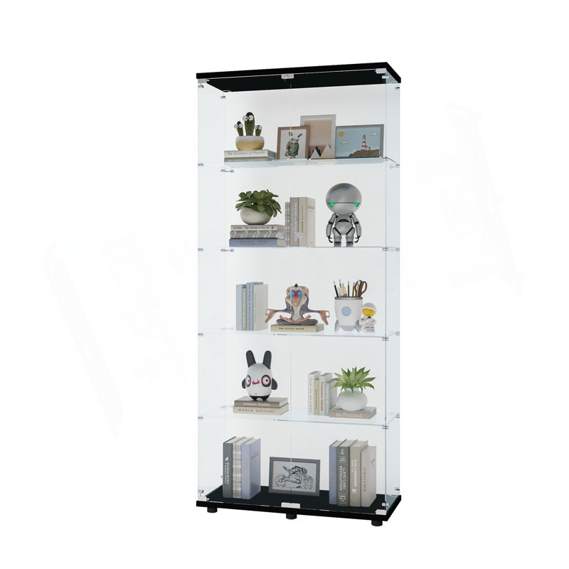 Vitrine à deux portes avec 5 tablettes, Noir