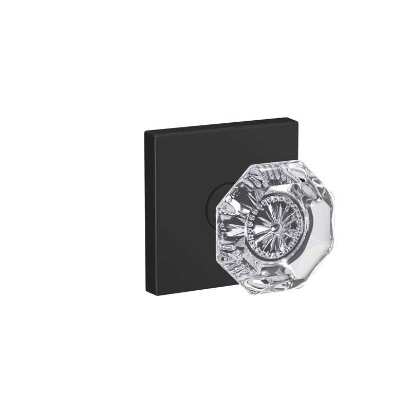 Alexandria Hall-Closet and Bed-Bath Glass Knob with Collins Trim, Matte Black