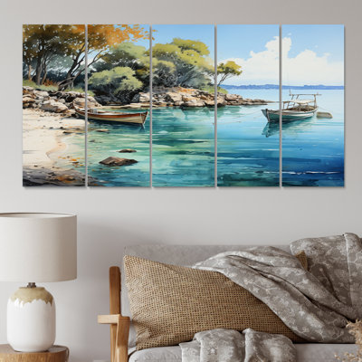 Dominicain Tranquil Bay I - ensemble de reproductions d'art mural nautique et de plage en métal
