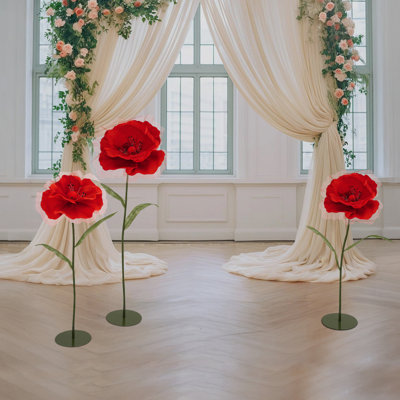 Ensemble de 3 arrangements de fleurs artificielles géantes, décoration d'allée de mariage et grands centres de table à motif floral artificiel