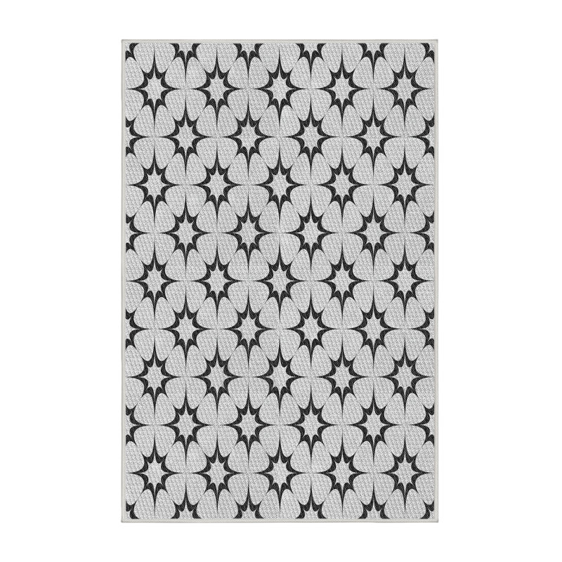 Tapis vert/orange à motifs, Rectangle 5 pi x 7 pi