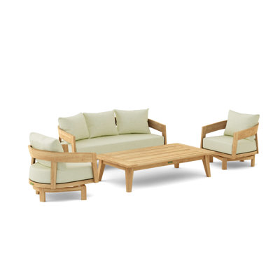 Teak 5 - Person Patio Conversation Set with Sunbrella® Cushions
