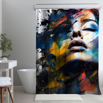 Shower Curtain FI107 – Polyester Shower Curtain, Dye Sublimation Print, 71" W × 74" L